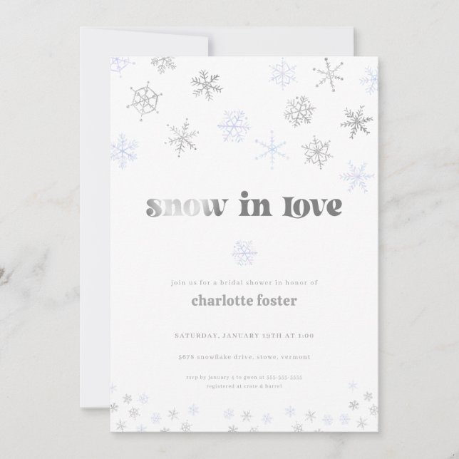 Invitation Flocon de neige en amour Nuptiale Douche Invitatio (Devant)