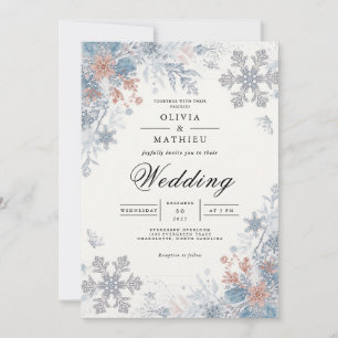 Invitation Flocon de neige givré Hiver Romance Mariage