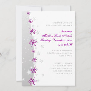 Invitation Flocon de neige gris violet gris mariage douche nu