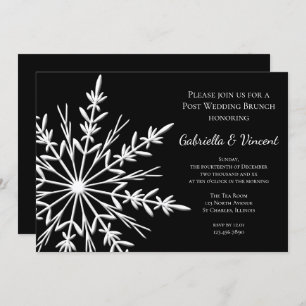 Invitation Flocon de neige noir blanc Mariage de poste d'hive