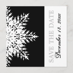 Invitation Flocon de neige noir blanc mariage d'hiver Enregis