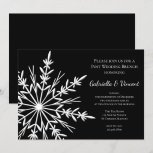 Invitation Flocon de neige noir et blanc Brunch de mariage d'