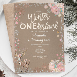 Invitation Flocon de neige ONE derland 1er anniversaire Invit