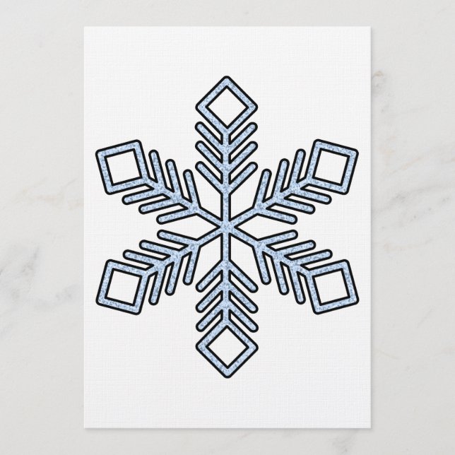 Invitation Flocon de Neige Pailleté - Branches Bleu Bébé (Devant)