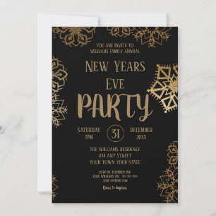 Invitation Flocon de neige Parties scintillant noir et or N