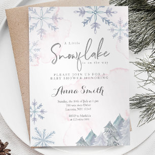 Invitation Flocon de neige peu rose hiver est en route 
