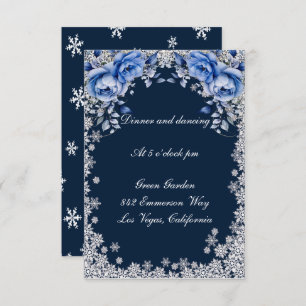 Invitation Flocon de neige Rose bleu Réception de mariage de 