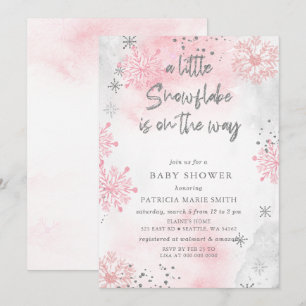 Invitation Flocon de neige rose en route Baby Shower d'hiver