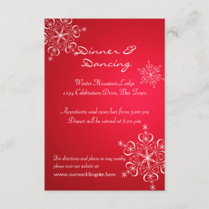 Invitation Flocon de neige rouge 2 Réception de mariage hiver