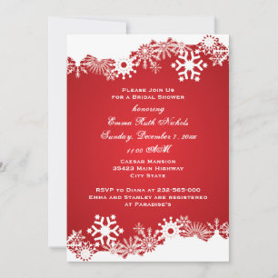 Invitation Flocon de neige rouge blanc d'hiver mariage nuptia
