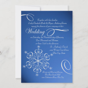 Invitation Flocon de neige Sapphire Blue Winter Wedding