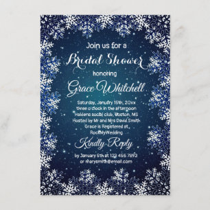 Invitation Flocon de neige sur minuit bleu Fête des mariées d
