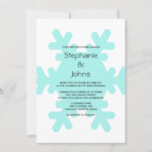 Invitation Flocon de neige Turquoise Bleu Blanc Élégant Maria