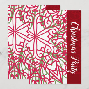 Invitation Flocon de neige vert et rouge Noël Moderne Fêtes