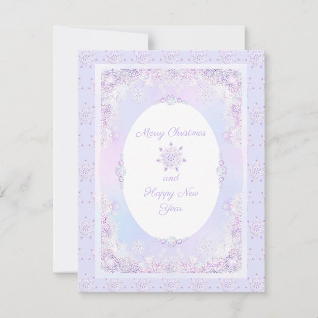 Invitation flocon de neige violet clair et coeur étincelant (Devant)