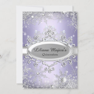 Invitation Flocon de neige violet Cryple Princess Quinceanera
