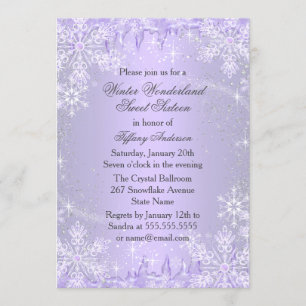 Invitation Flocon de neige violet hiver Wonderland Sweet 16 I