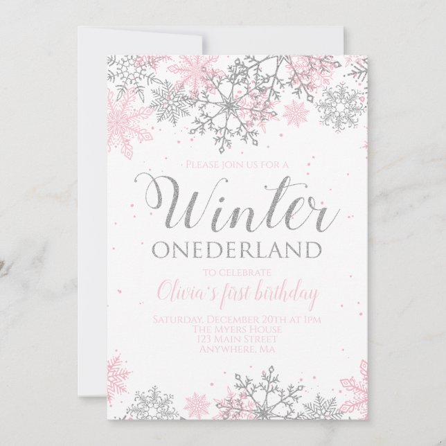 Invitation Flocon de Neige Winter Onederland (Devant)