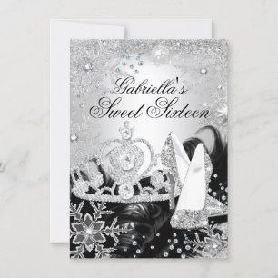 Invitation Flocon d'hiver Flocon de neige Silver Sweet 16 Inv
