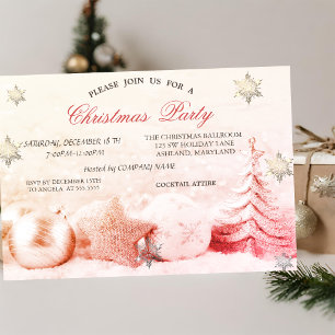 Invitation Flocons Chic, Société de Boules pour Sapins de Noë