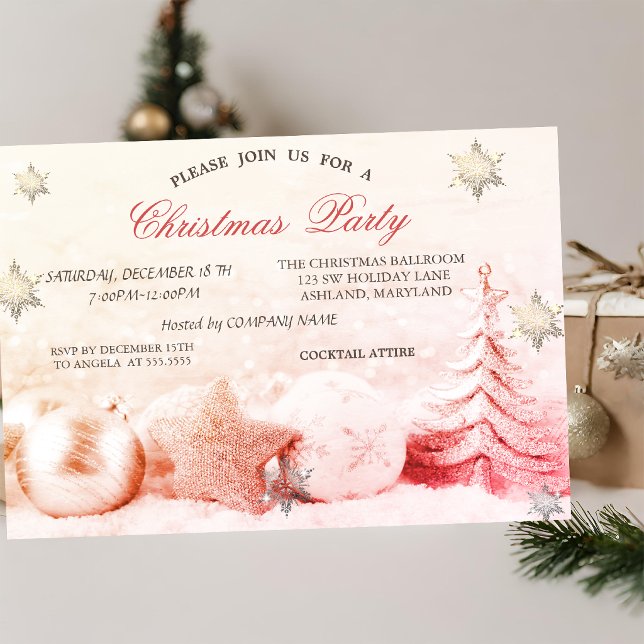 Invitation Flocons Chic, Société de Boules pour Sapins de Noë (Créateur téléchargé)