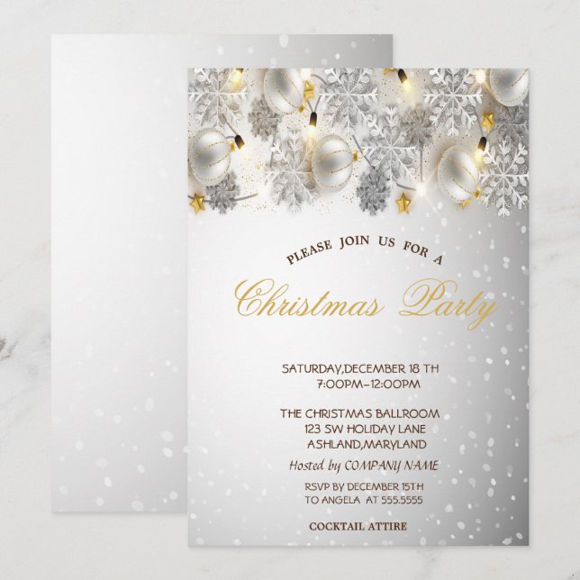 Invitation Flocons d'Argent, Fête de Noël de la société Balls (Devant / Derrière)
