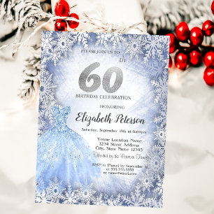 Invitation Flocons de Neige Bleu de Gala 60e Anniversaire
