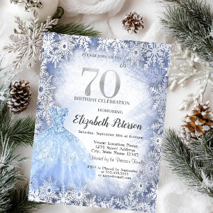 Invitation Flocons de Neige Bleu de Gala 70e Anniversaire