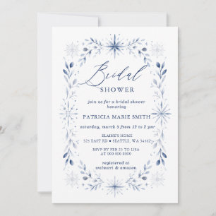 Invitation Flocons de Neige Bleu Mariage Hivernal