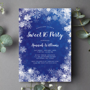 Invitation Flocons de neige bleu marine Wonderland hiver Swee