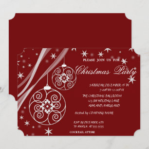 Invitation Flocons de neige de bal de Noël, Fête de Noël d'en