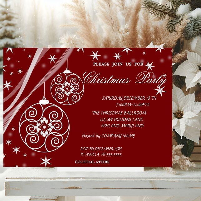 Invitation Flocons de neige de bal de Noël, Fête de Noël d'en (Créateur téléchargé)