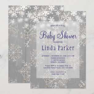 Invitation Flocons de neige de marine blanche shower rustique