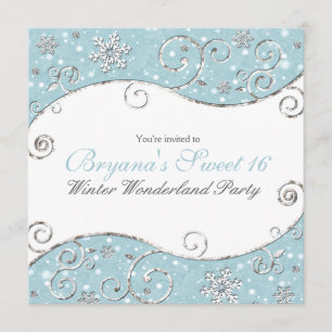 Invitation Flocons de neige de pays des merveilles d'hiver In