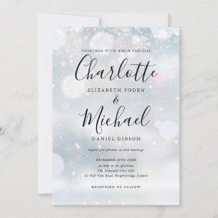 Invitation Flocons de neige de script de signature Mariage d'