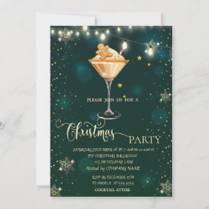 Invitation Flocons de neige dorés, boisson pain d'épice Noël