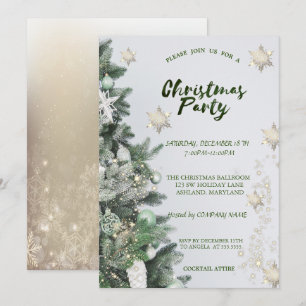 Invitation Flocons de neige dorés,Boules de Noël Fête de l'en