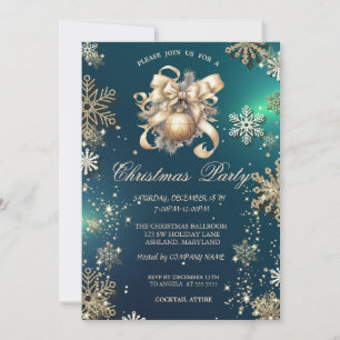 Invitation Flocons de Neige Dorés, Société de Boule de Noël V