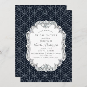 Invitation Flocons de neige en cristal Bling du pays des