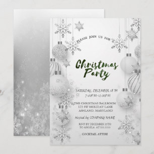 Invitation Flocons de neige gris, Boules Soirée d'entreprise