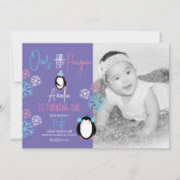 Flocons de Neige Manchots Rose Bleu 1er Anniversai