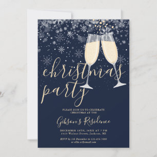 Invitation Flocons de neige pétillants Fête de Noël d'hiver