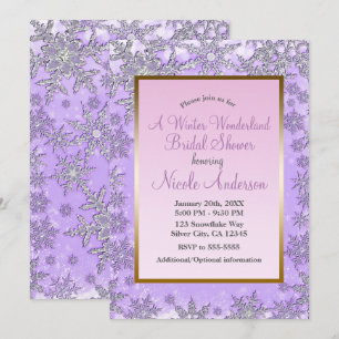 Invitation Flocons de neige rose violet Mariage hivernal sous