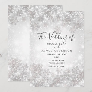 Invitation Flocons de neige scintillants blancs Mariage hiver