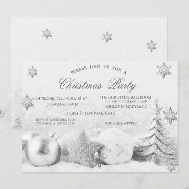 Invitation Flocons de neige, Société des boules pour sapins d (Devant / Derrière)