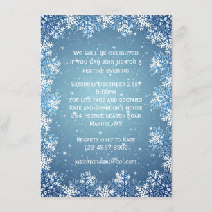 Invitation Flocons de neige sur la fête de Noël bleue