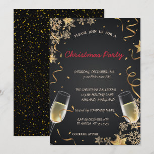 Invitation Flocons de neige, Verre à vin Fête de Noël d'entr