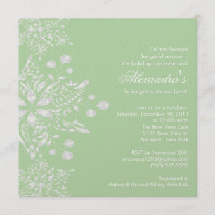 Invitation Flocons de neige verts d'hiver d'invitation de