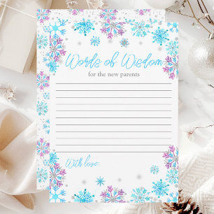 Invitation Flocons de neige violets et bleus Paroles de sages