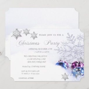 Invitation Flocons de Noël  Boules, Fête d'entreprise